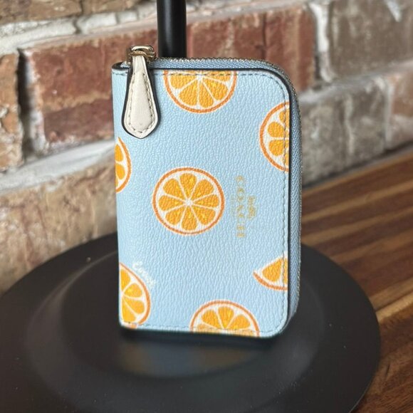 Coach Orange Print Zip Around Wallet - Picture 2 of 2